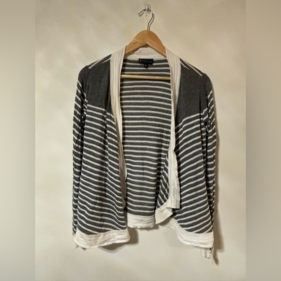 Bobeau- Grey/Cream Open Cardigan - Picture 2 of 5
